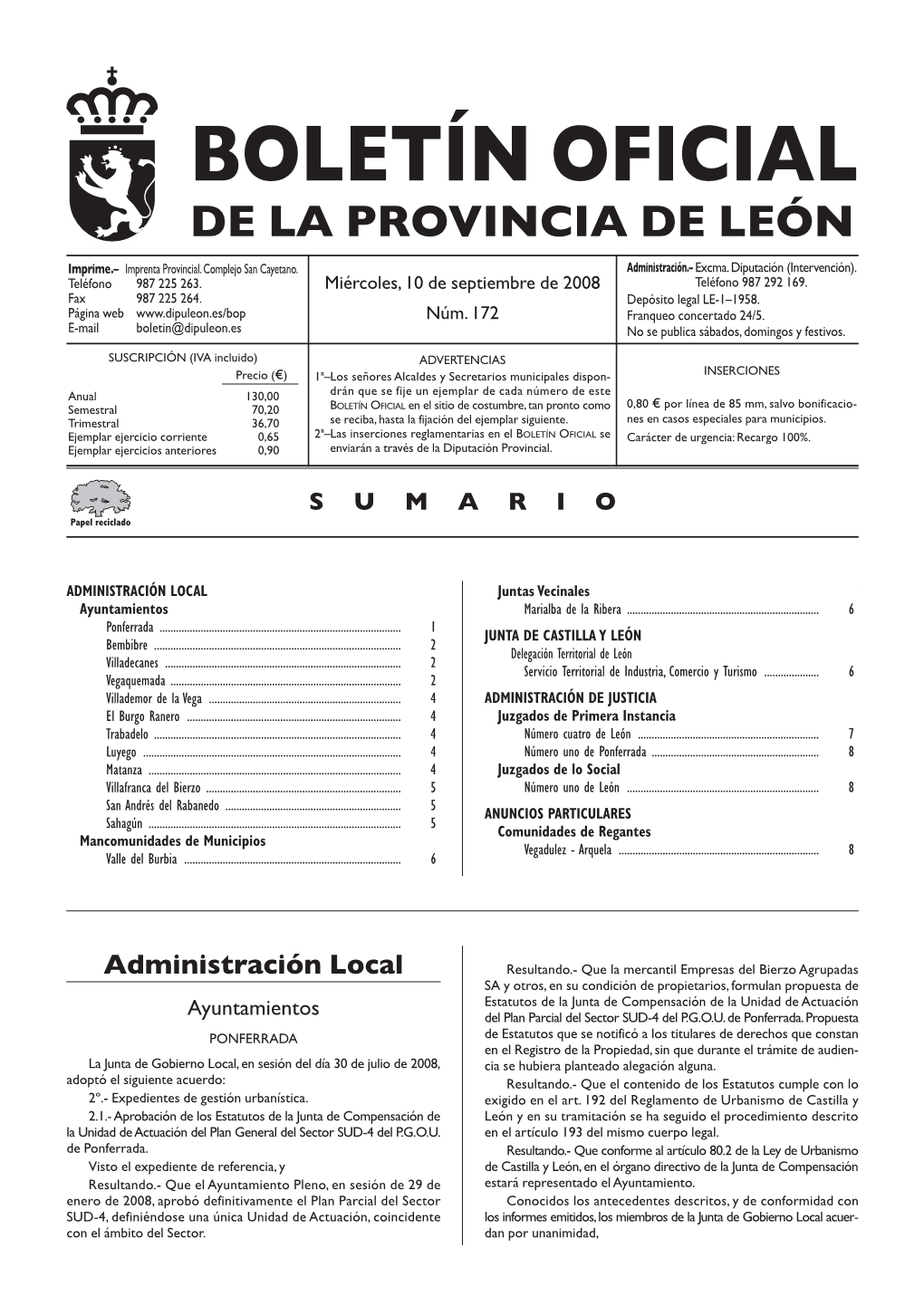 Boletín Oficial De La Provincia De León