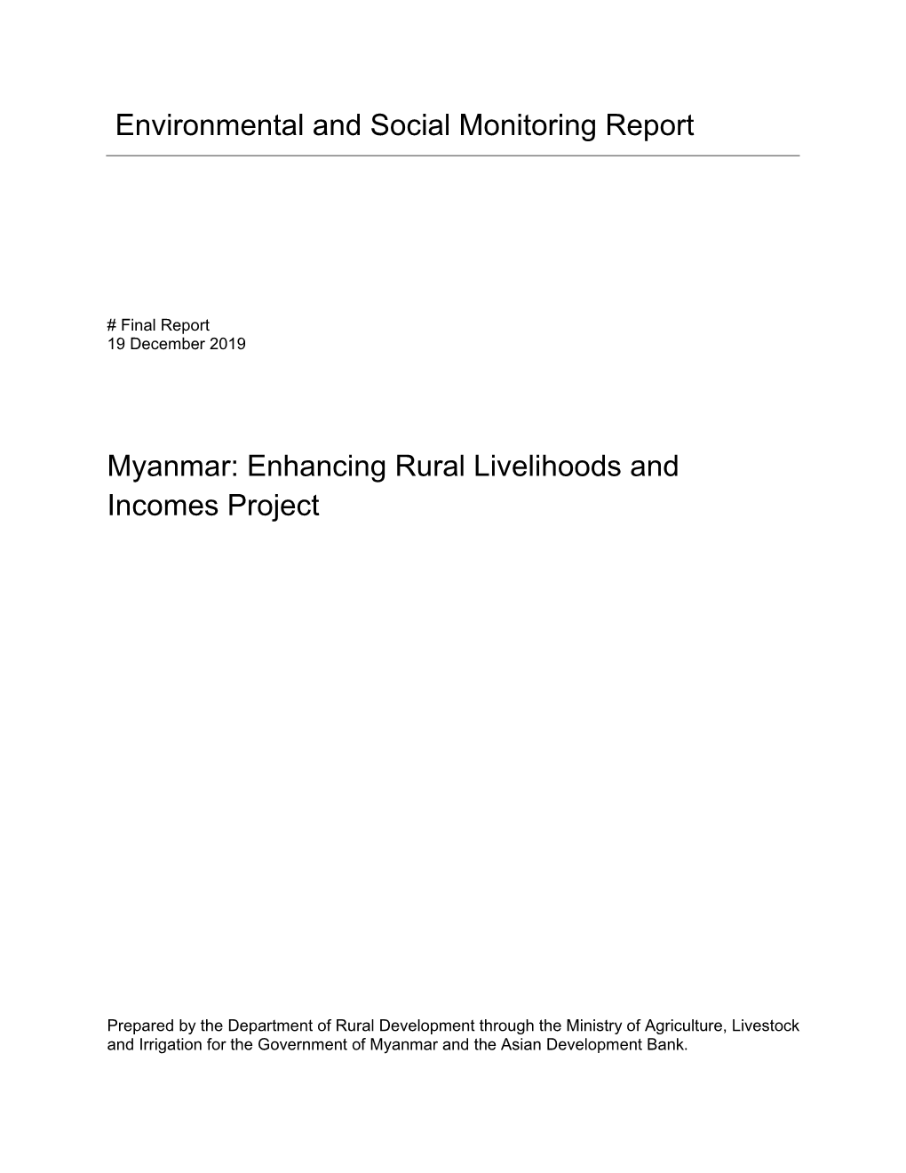 Myanmar: Enhancing Rural Livelihoods and Incomes Project