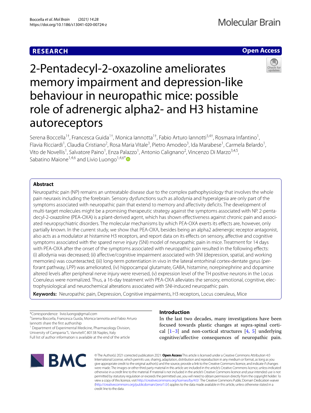 2-Pentadecyl-2-Oxazoline Ameliorates Memory