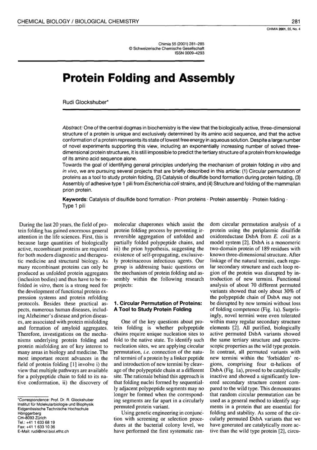 Protein Folding and Assembly