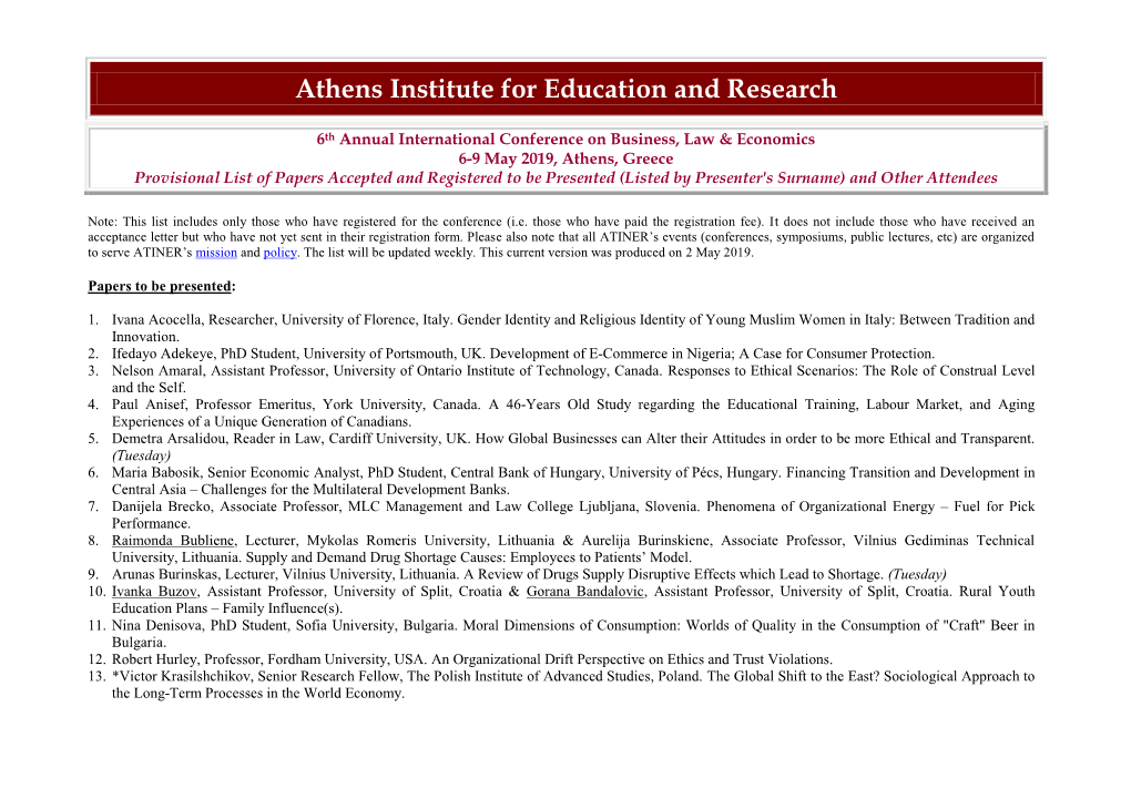 Athens Institute for Education and Research