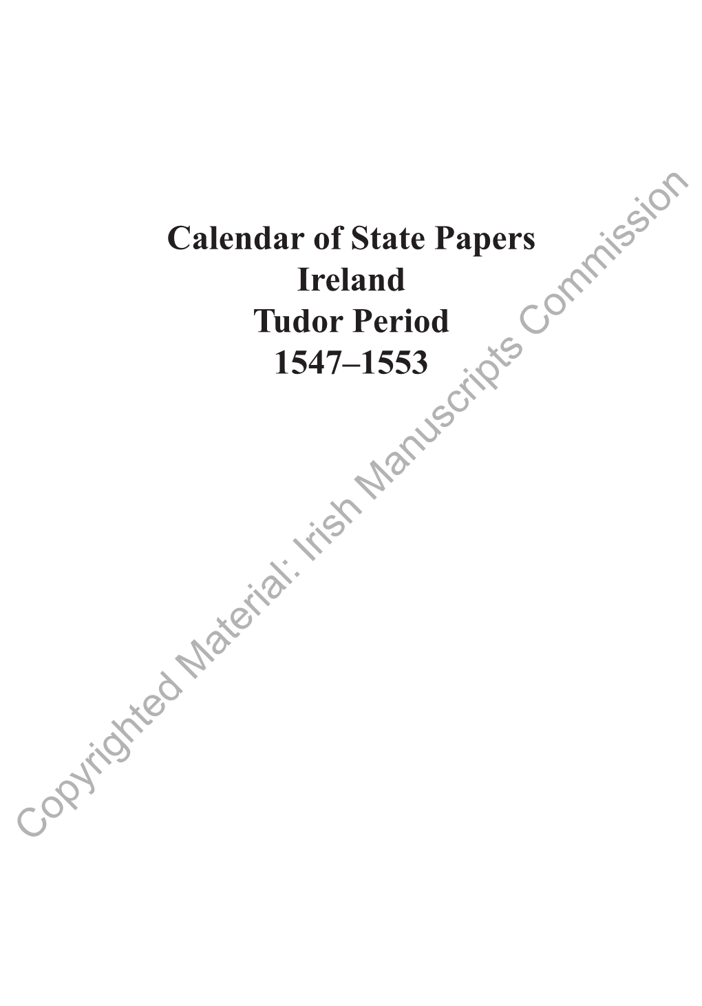 Calendar of State Papers Ireland Tudor Period 1547–1553