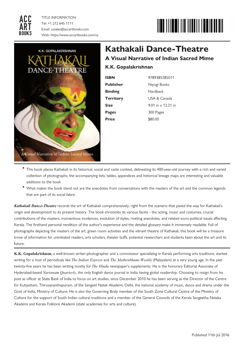 Kathakali Dance-Theatre Datasheet