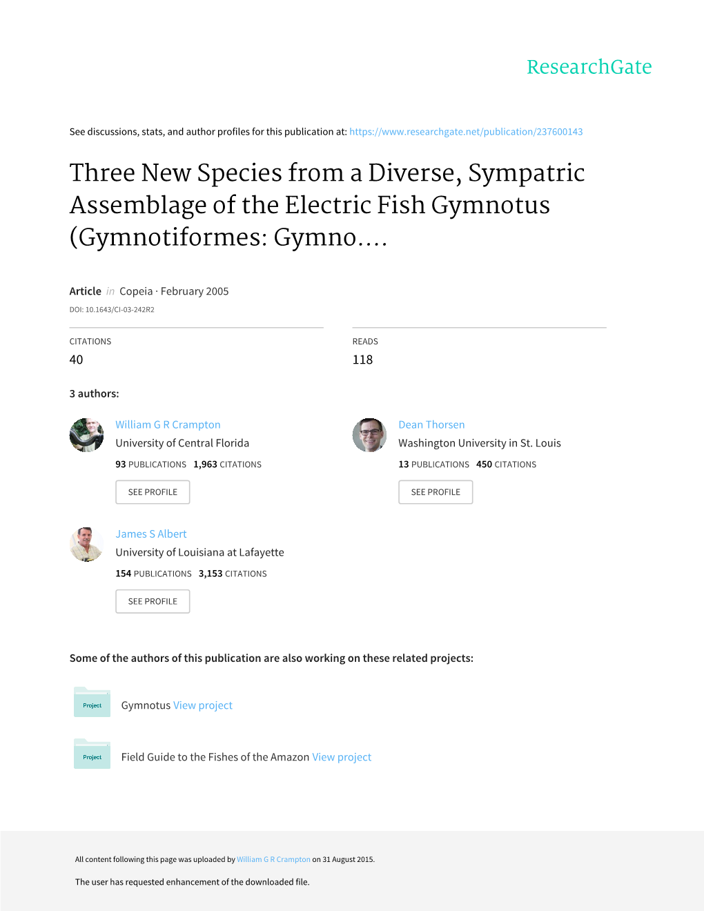 Three New Species from a Diverse, Sympatric Assemblage of the Electric Fish Gymnotus (Gymnotiformes: Gymno