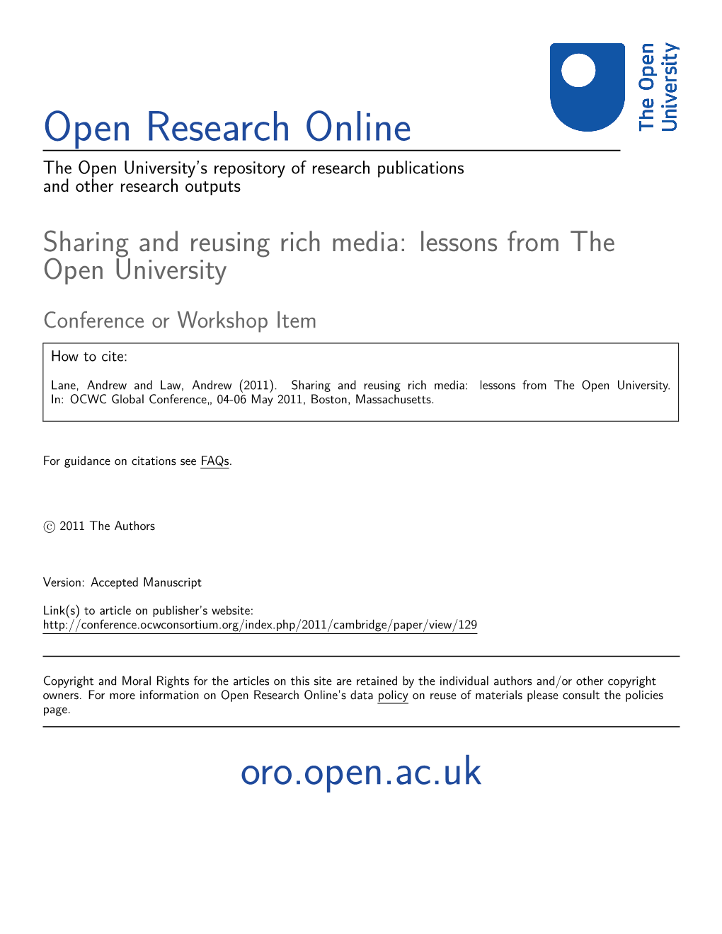 Open Research Online Oro.Open.Ac.Uk