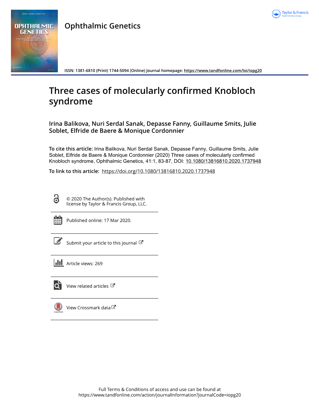 Three Cases of Molecularly Confirmed Knobloch Syndrome