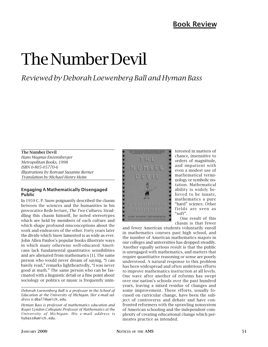 Book Review: the Number Devil, Volume 47, Number 1