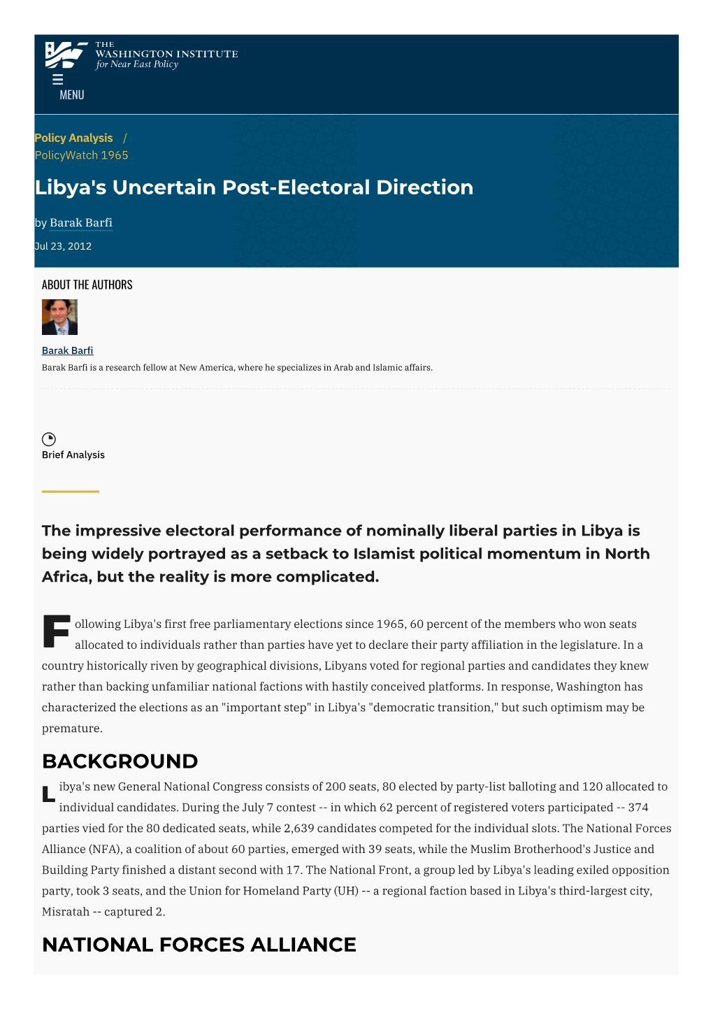 Libya's Uncertain Post-Electoral Direction | the Washington Institute