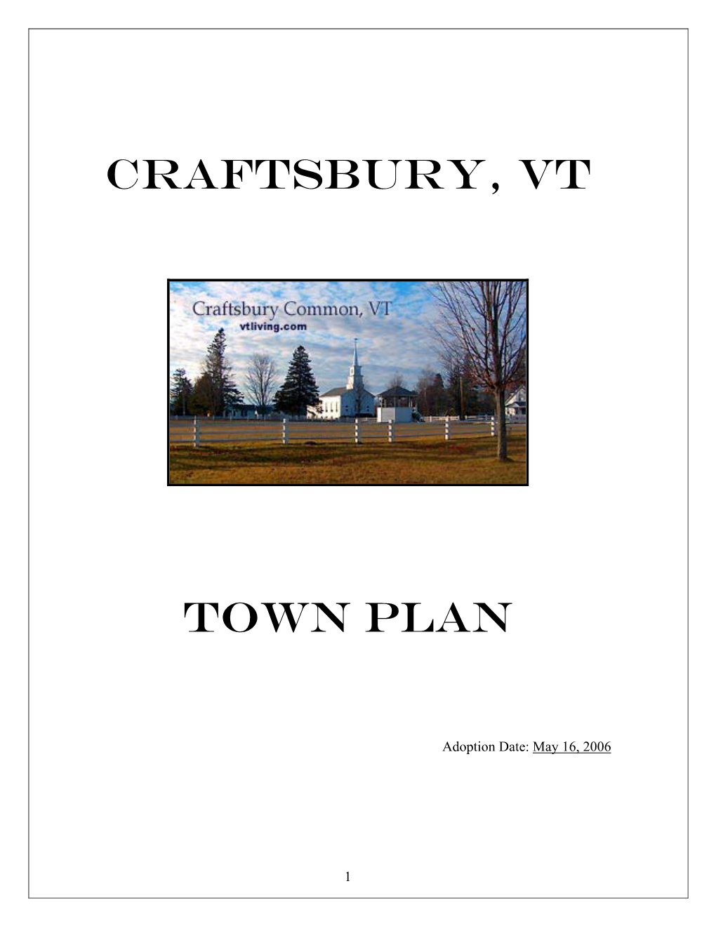 Craftsbury, Vt Town Plan