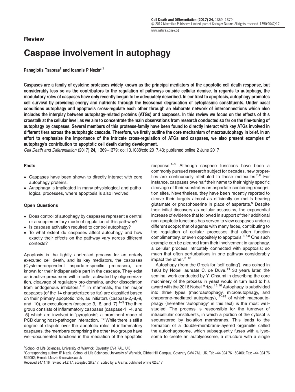 Caspase Involvement in Autophagy