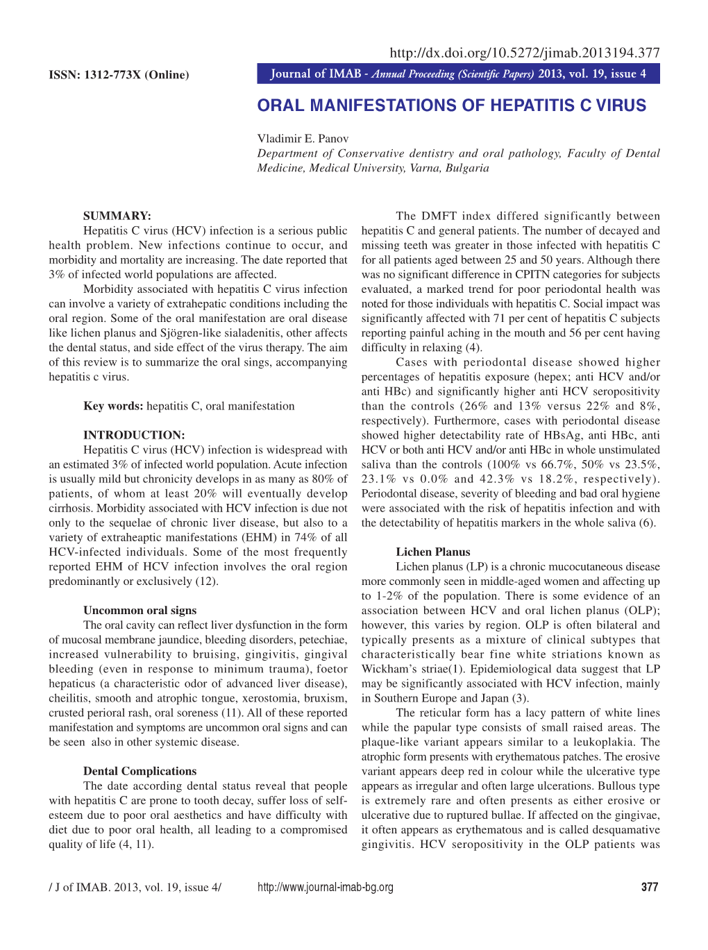 Oral Manifestations of Hepatitis C Virus