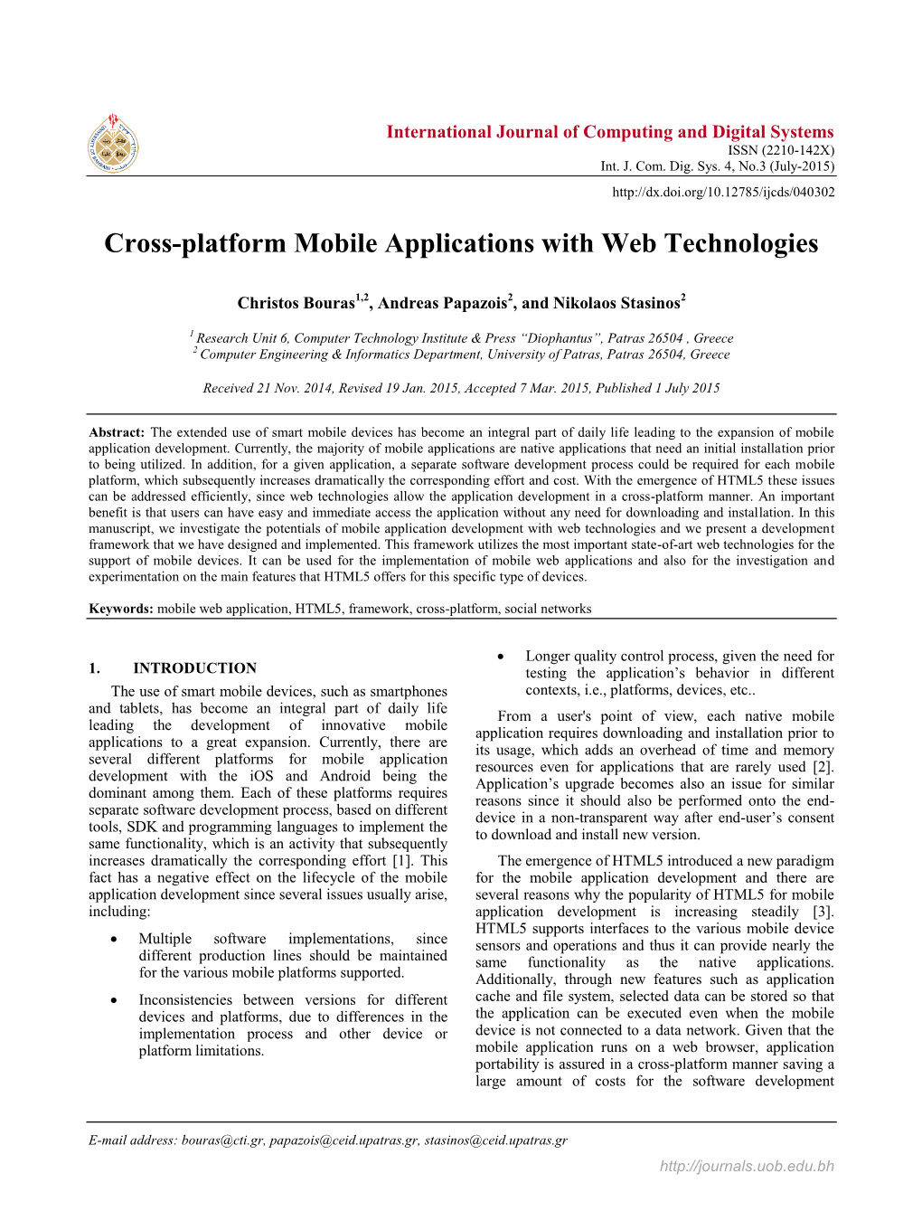 Cross-Platform Mobile Applications with Web Technologies