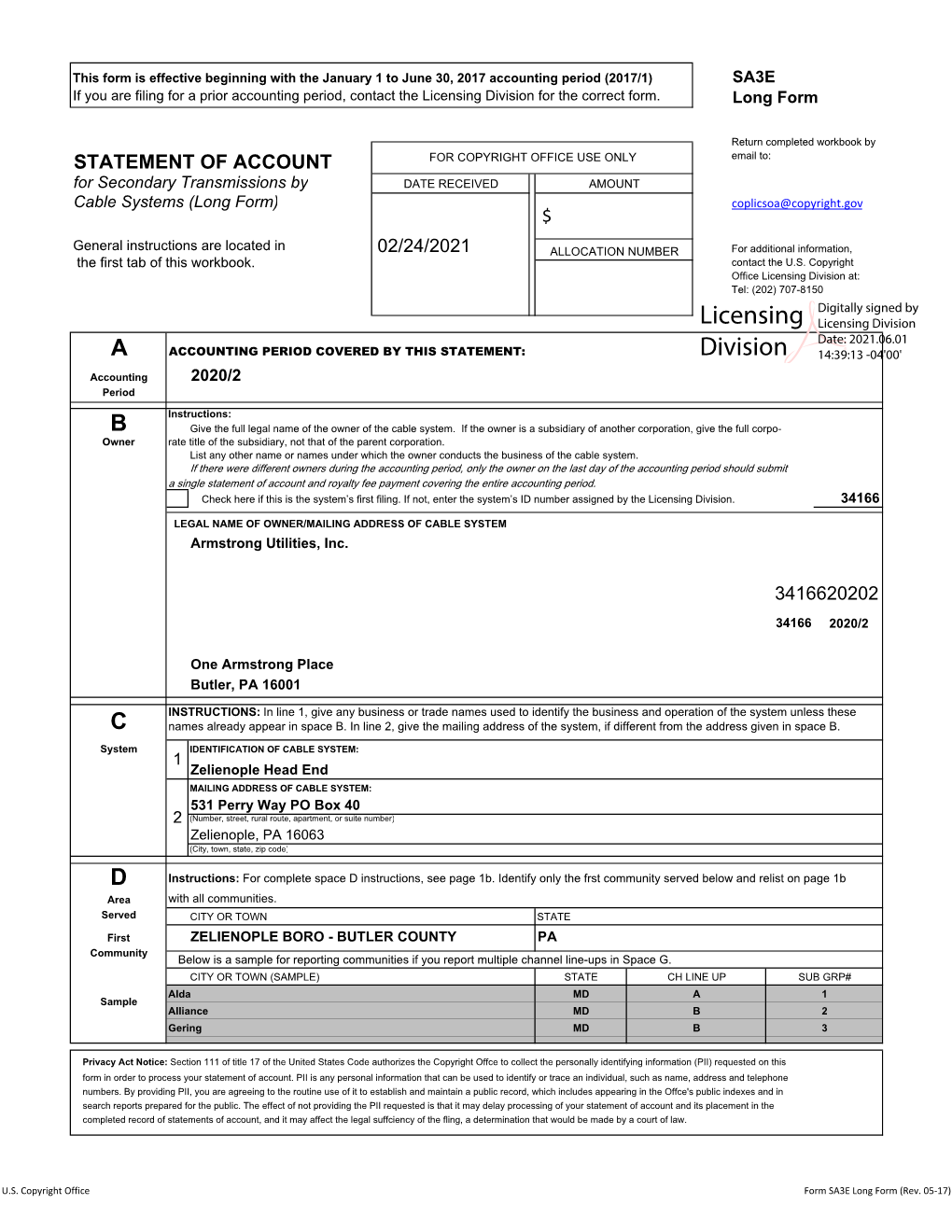 Licensing Division for the Correct Form