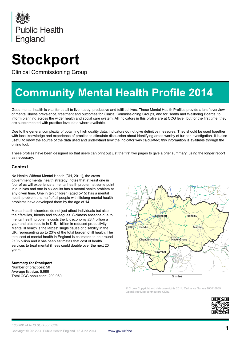 NHS Stockport CCG 1 Copyright © 2012-14, Public Health England