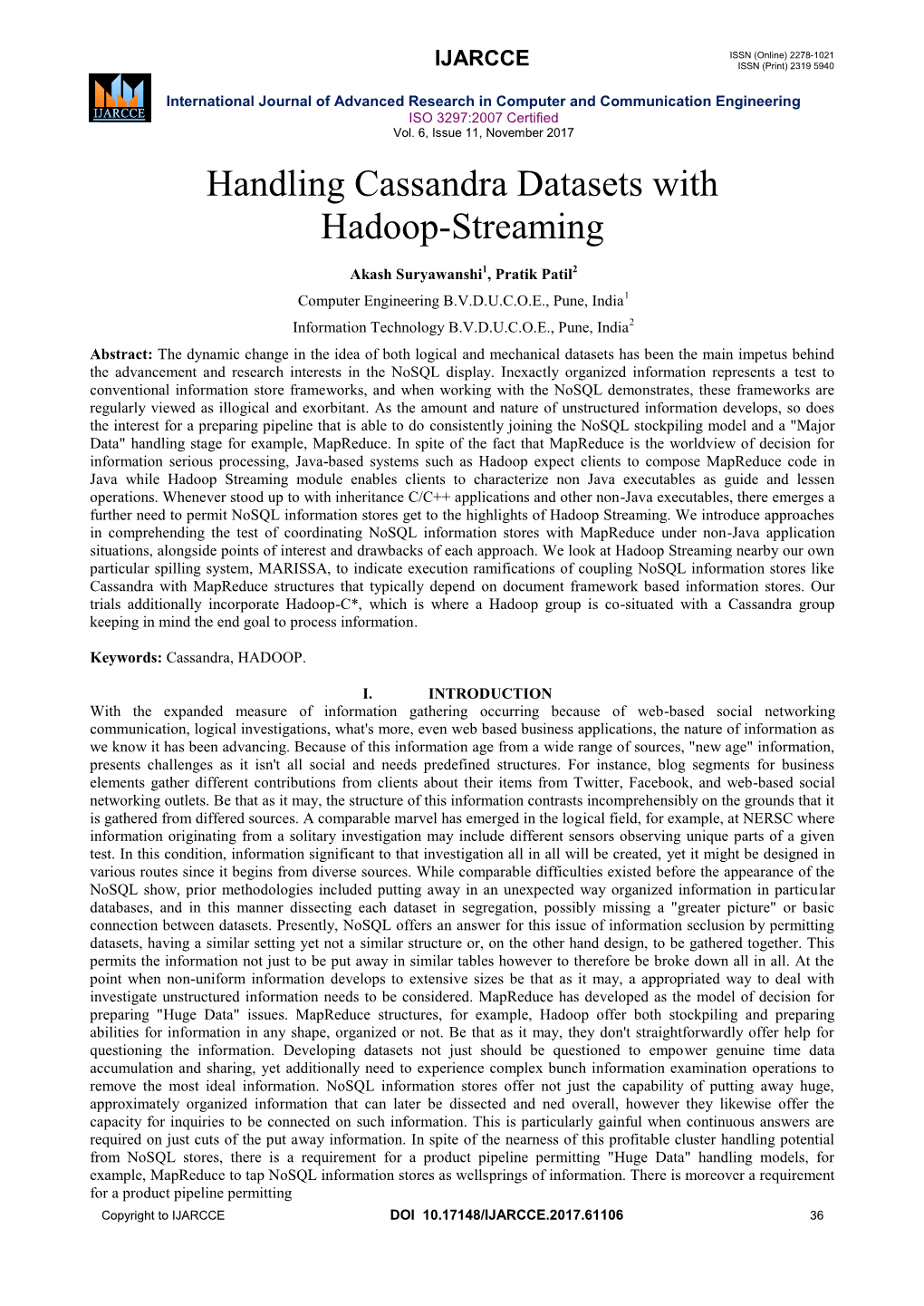 Handling Cassandra Datasets with Hadoop-Streaming