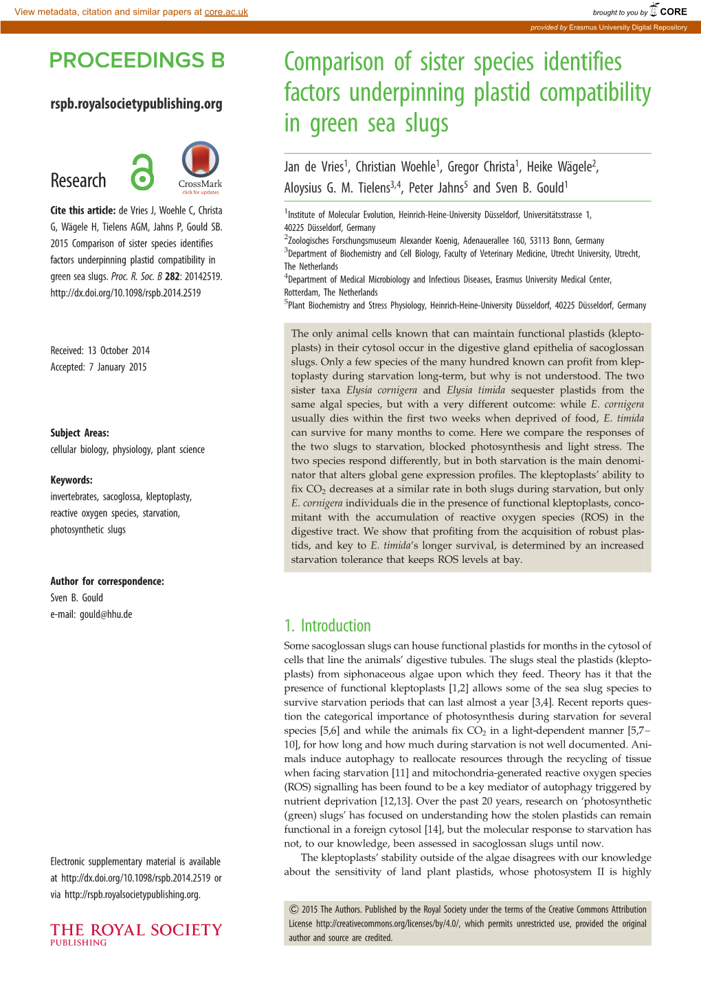 Comparison of Sister Species Identifies Factors Underpinning Plastid