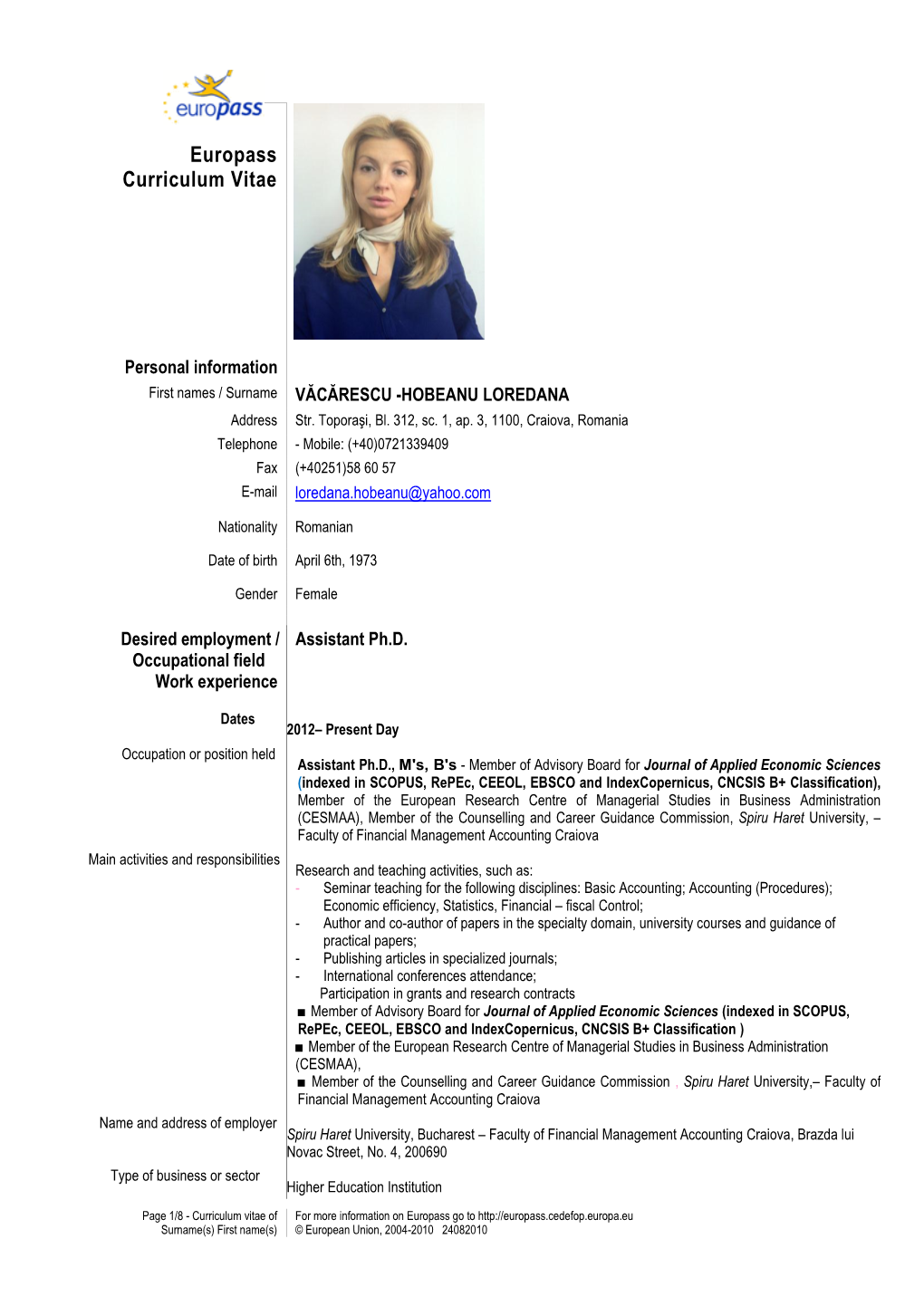 Europass Curriculum Vitae