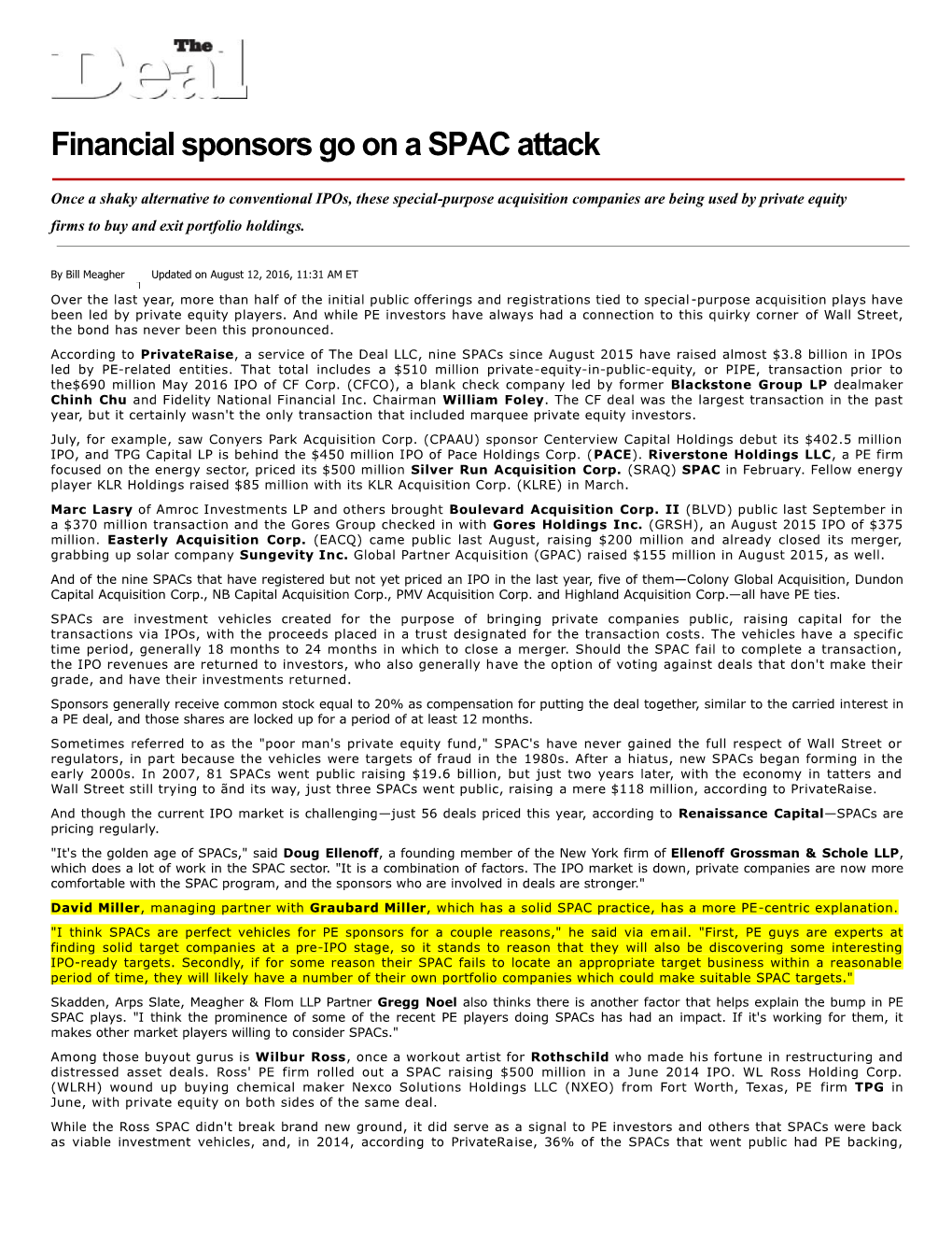 Financial Sponsors Go on a SPAC Attack