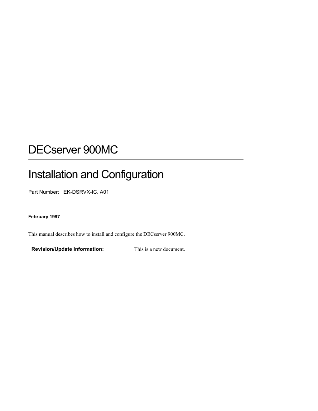 Decserver 900MC Installation and Configuration