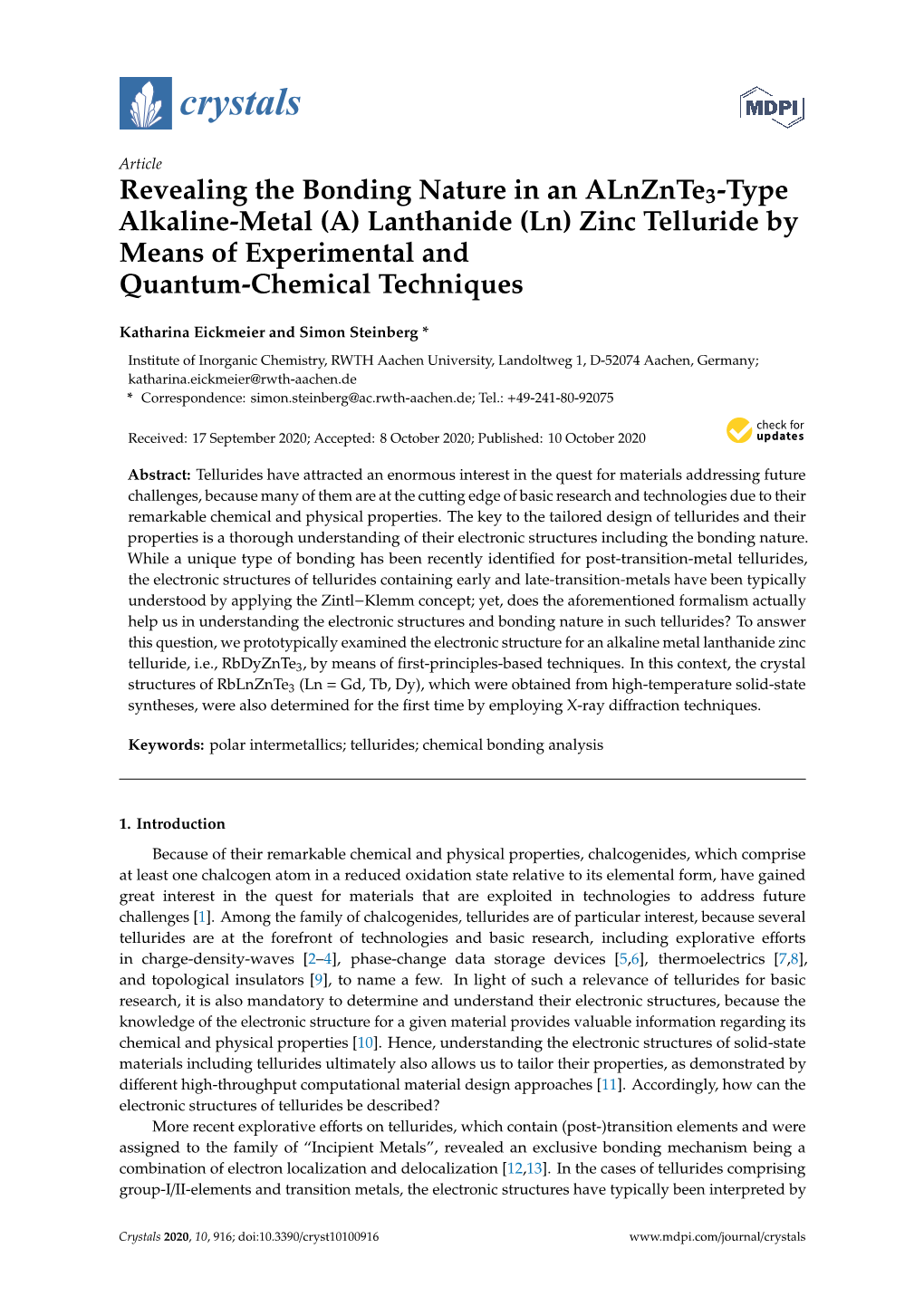 (A) Lanthanide (Ln) Zinc Telluride by Means of Experimental and Quantum-Chemical Techniques