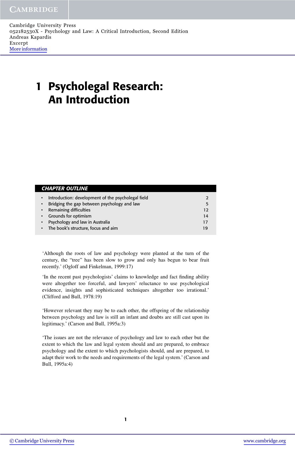 1 Psycholegal Research: an Introduction