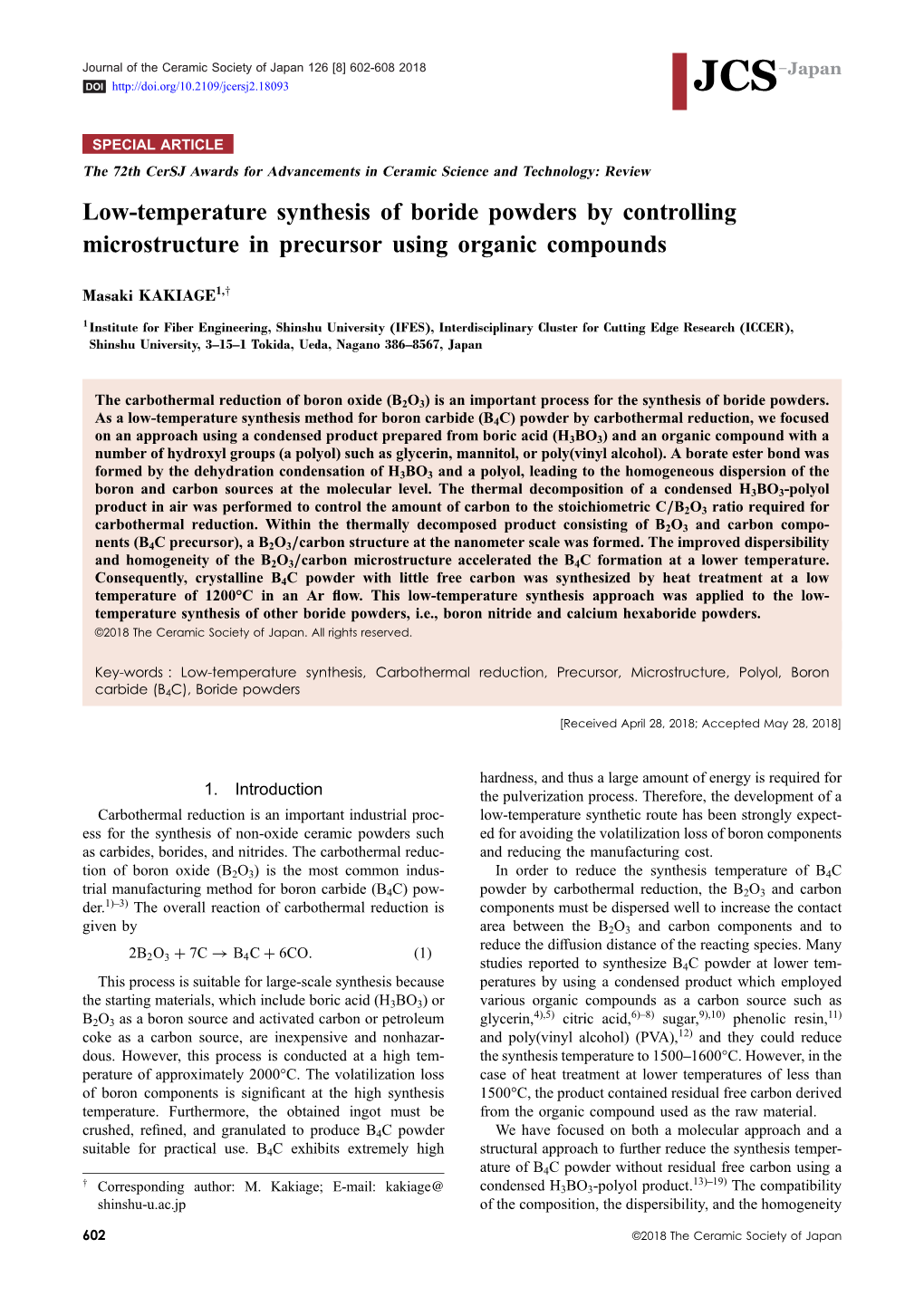 Low-Temperature Synthesis of Boride Powders by Controlling Microstructure in Precursor Using Organic Compounds