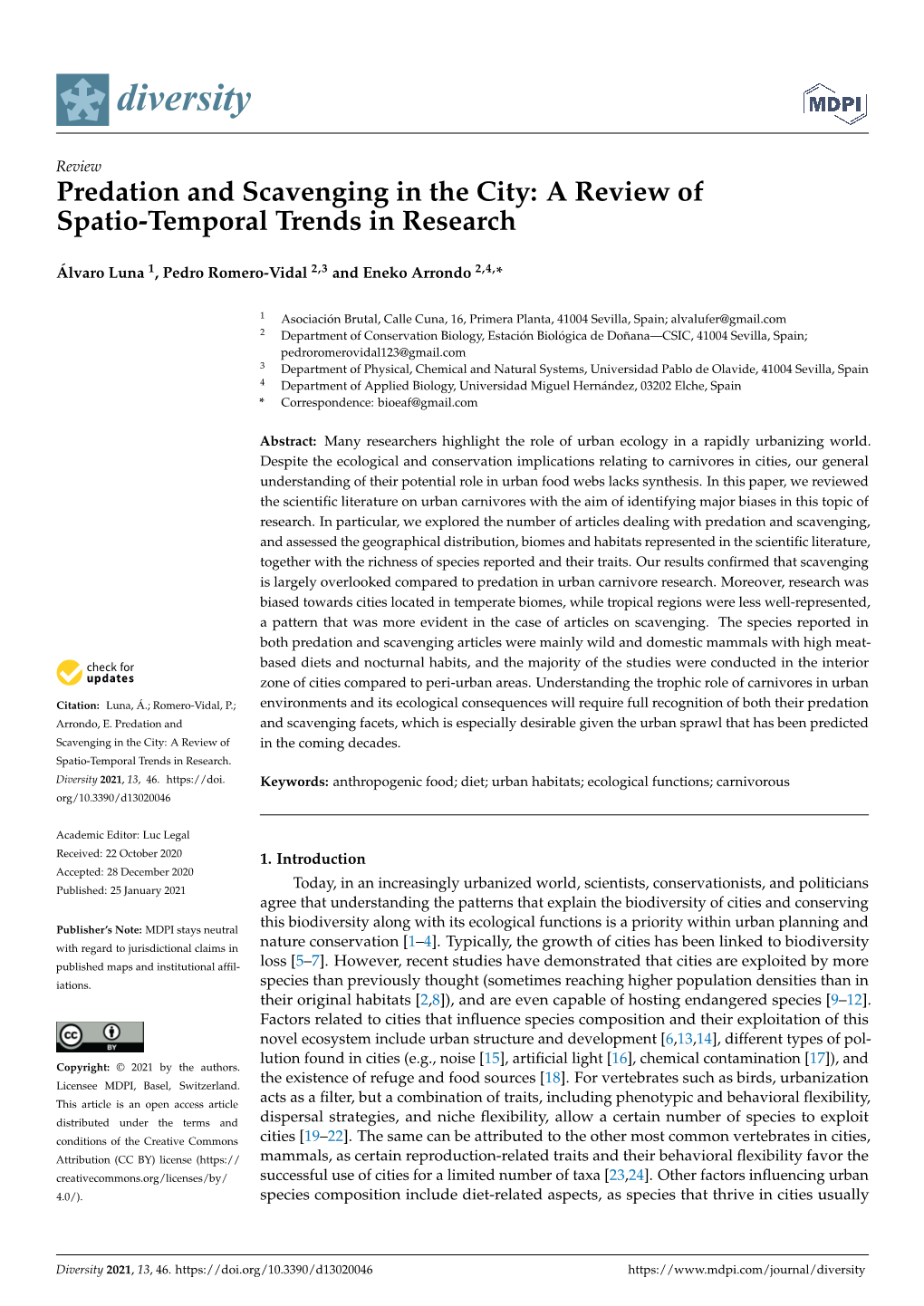 Predation and Scavenging in the City: a Review of Spatio-Temporal Trends in Research