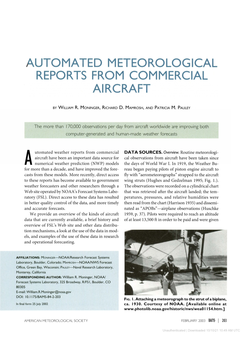 Automated Meteorological Reports from Commercial Aircraft