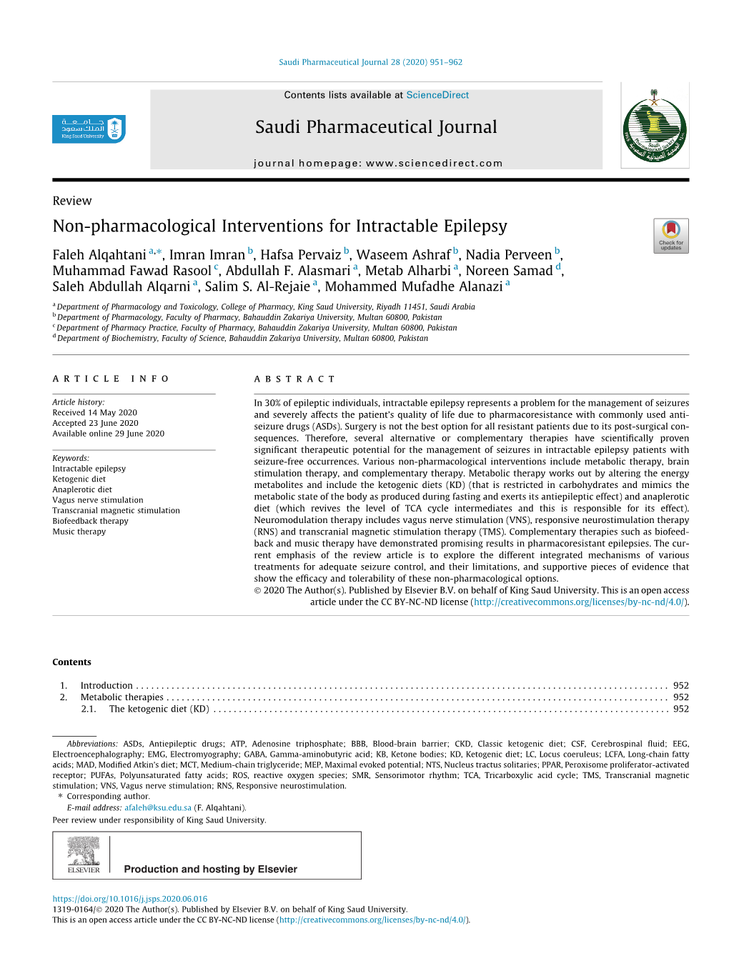 Non-Pharmacological Interventions for Intractable Epilepsy