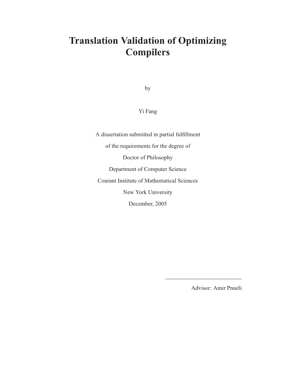 Translation Validation of Optimizing Compilers