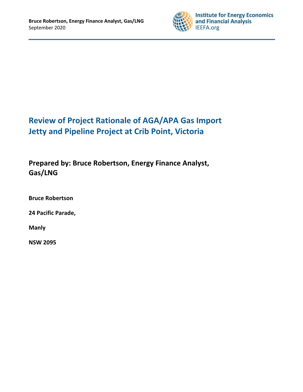 Bruce Robertson, Energy Finance Analyst, Gas/LNG September 2020