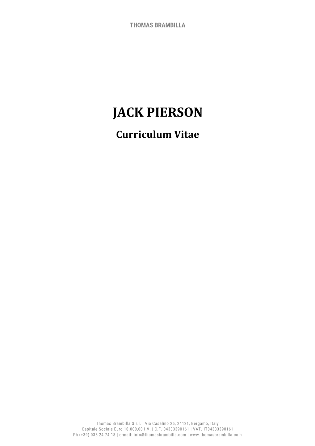 JACK PIERSON Curriculum Vitae