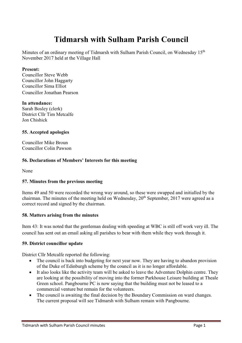 Tidmarsh with Sulham Parish Council