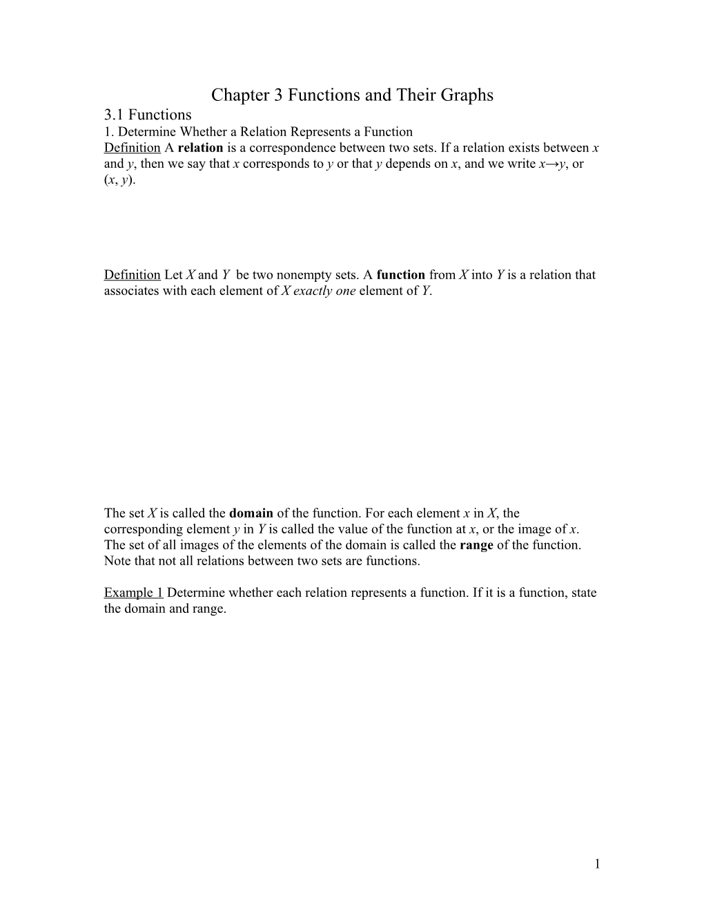 Chapter 3 Functions and Their Graphs