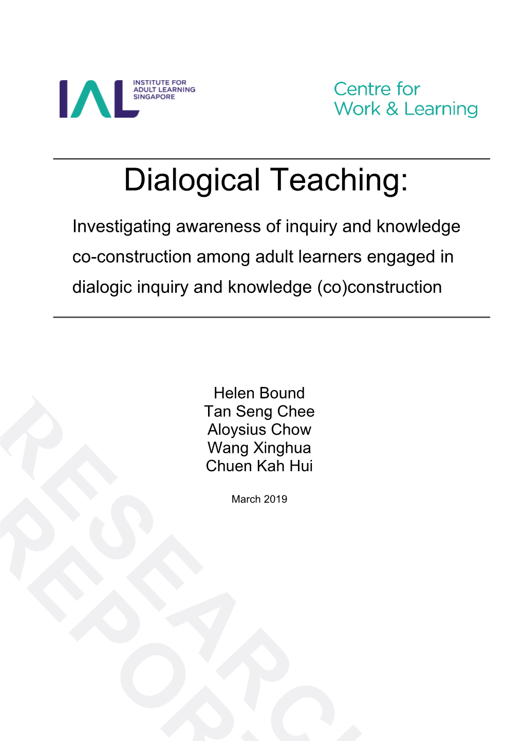 Dialogical Teaching Learning Report