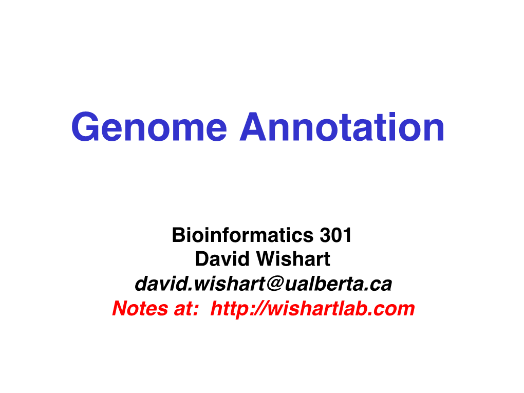 Genome Annotation