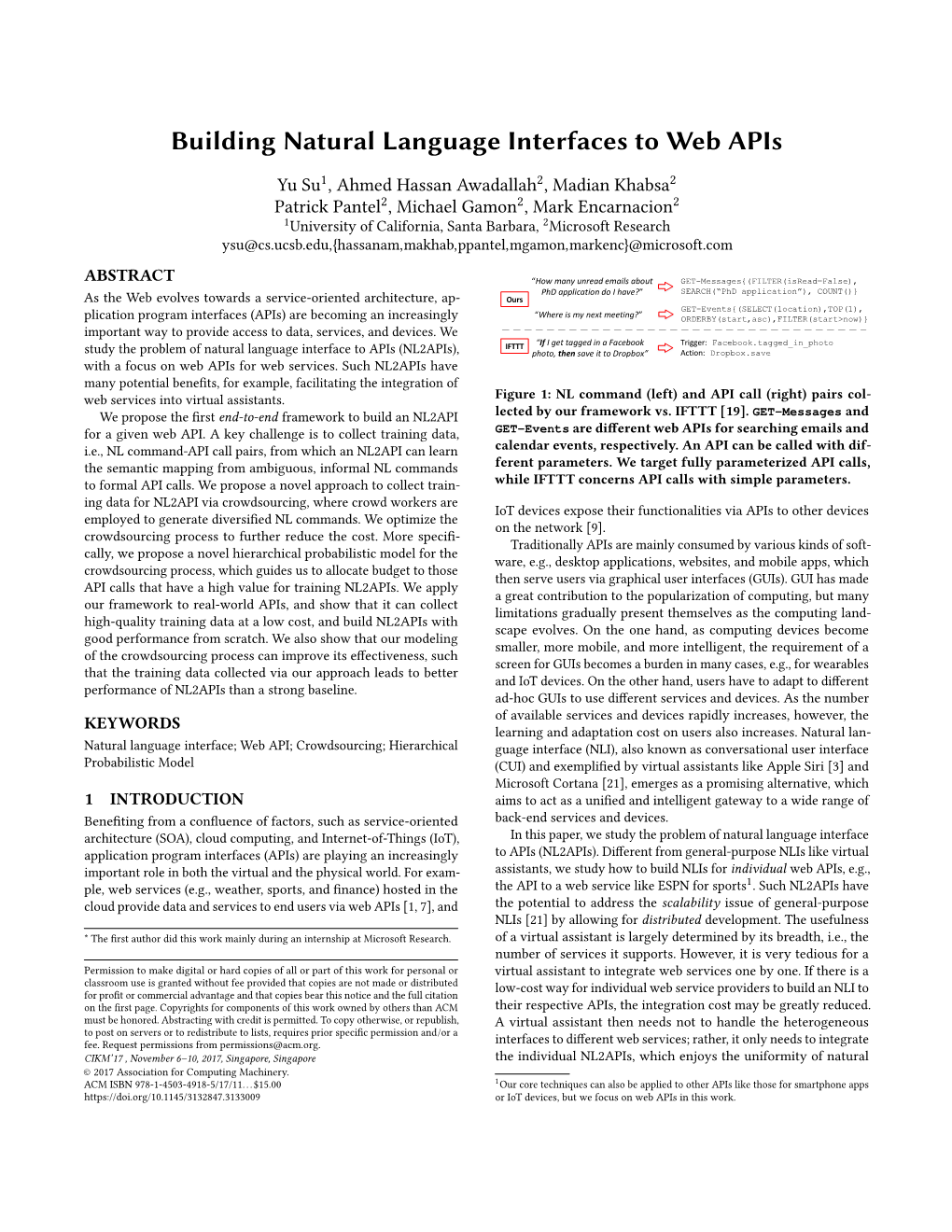 Building Natural Language Interfaces to Web Apis