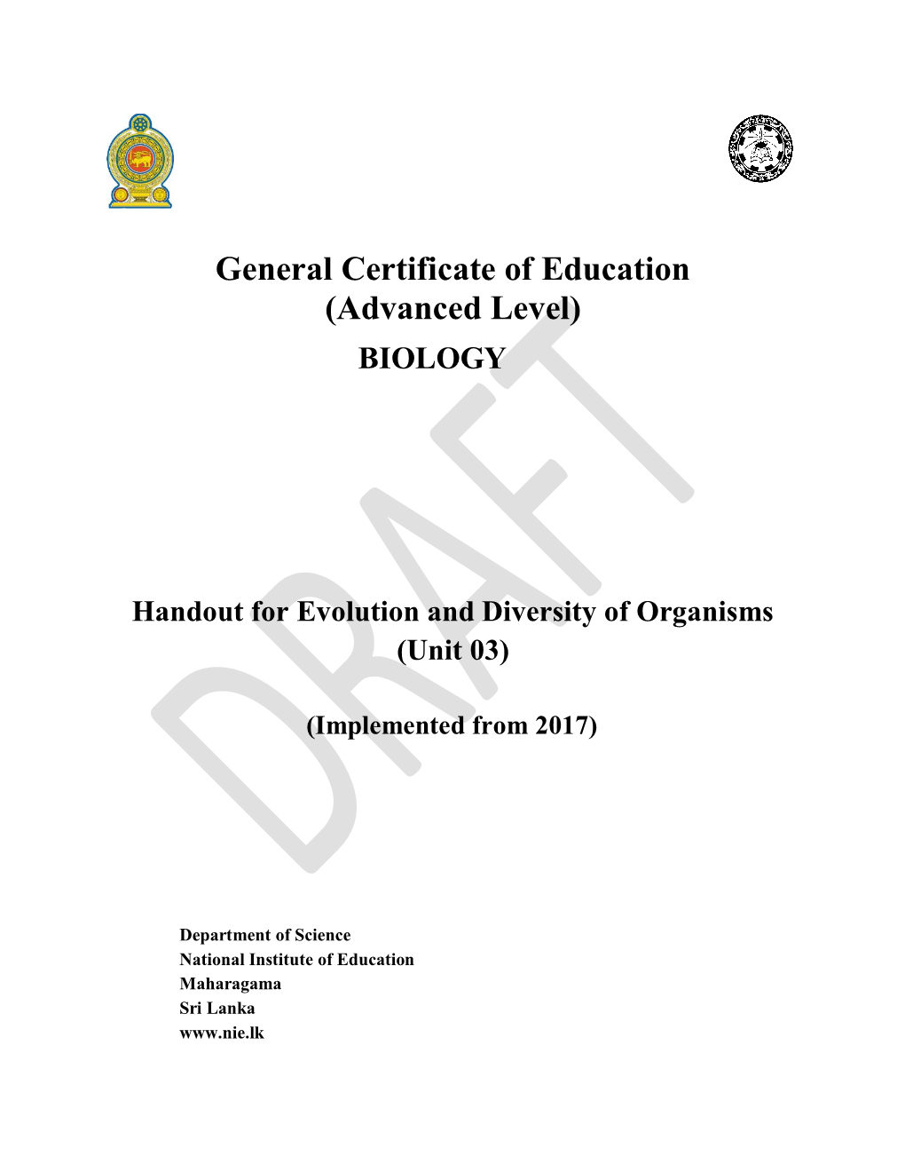 General Certificate of Education (Advanced Level) BIOLOGY