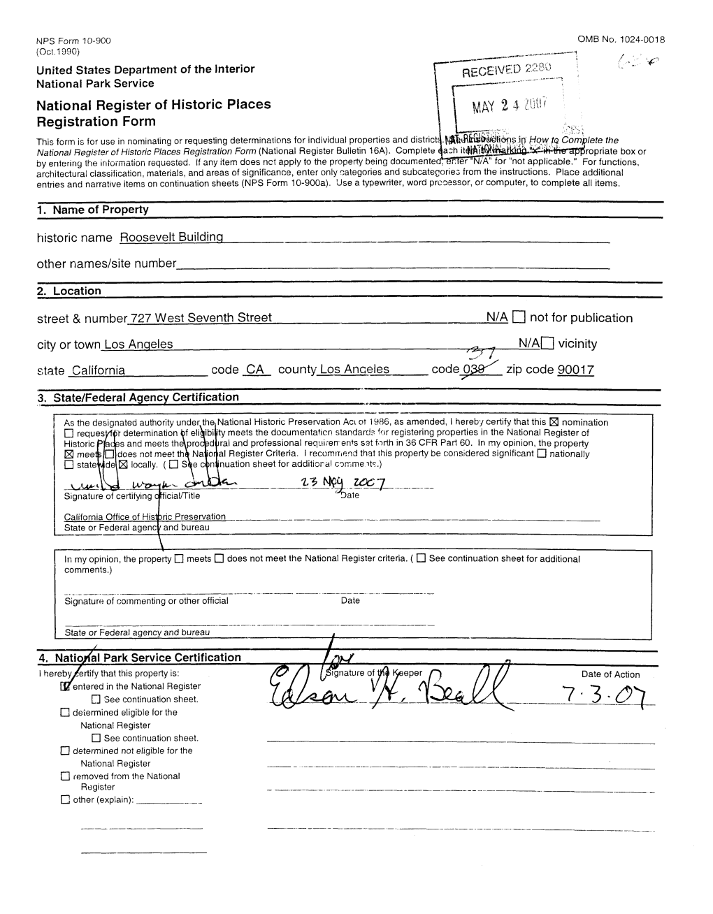 National Register of Historic Places Continuation Sheet