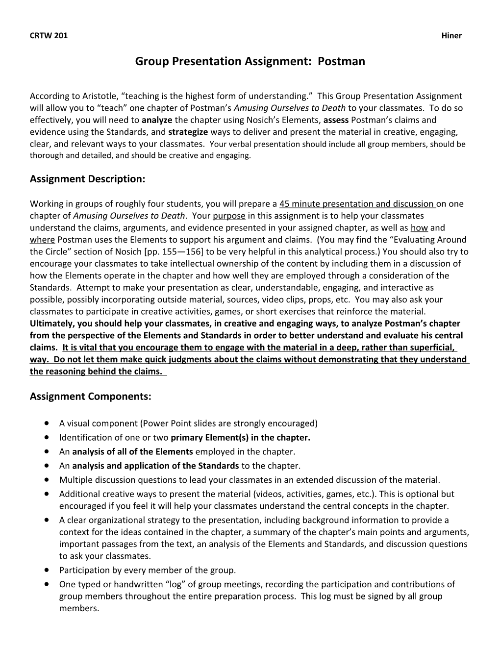 Group Presentation Assignment: Postman