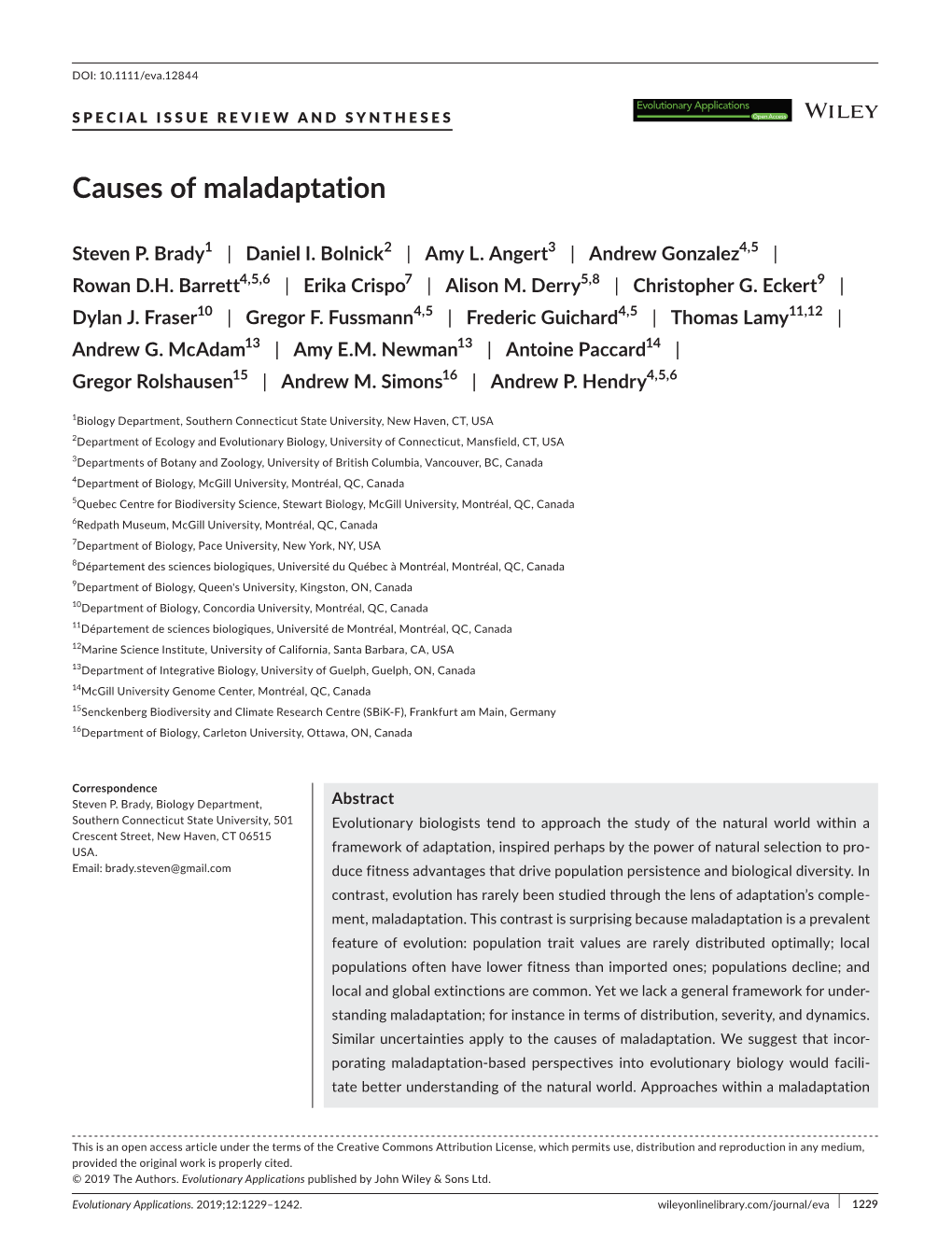 Causes of Maladaptation