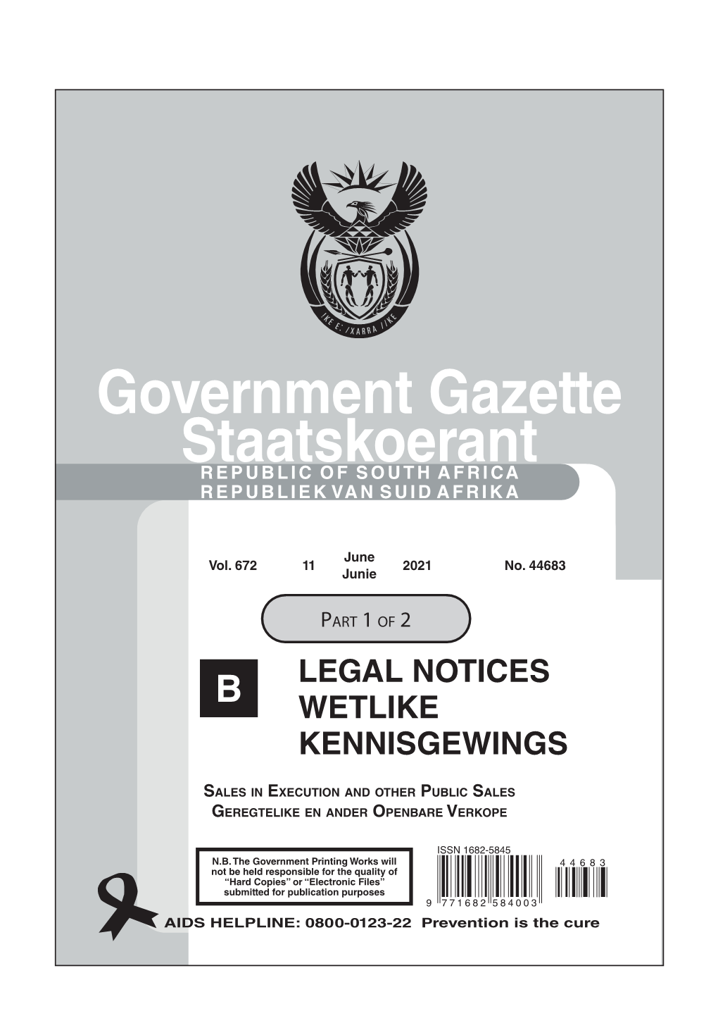 Government Gazette Staatskoerant REPUBLIC of SOUTH AFRICA REPUBLIEK VAN SUID AFRIKA