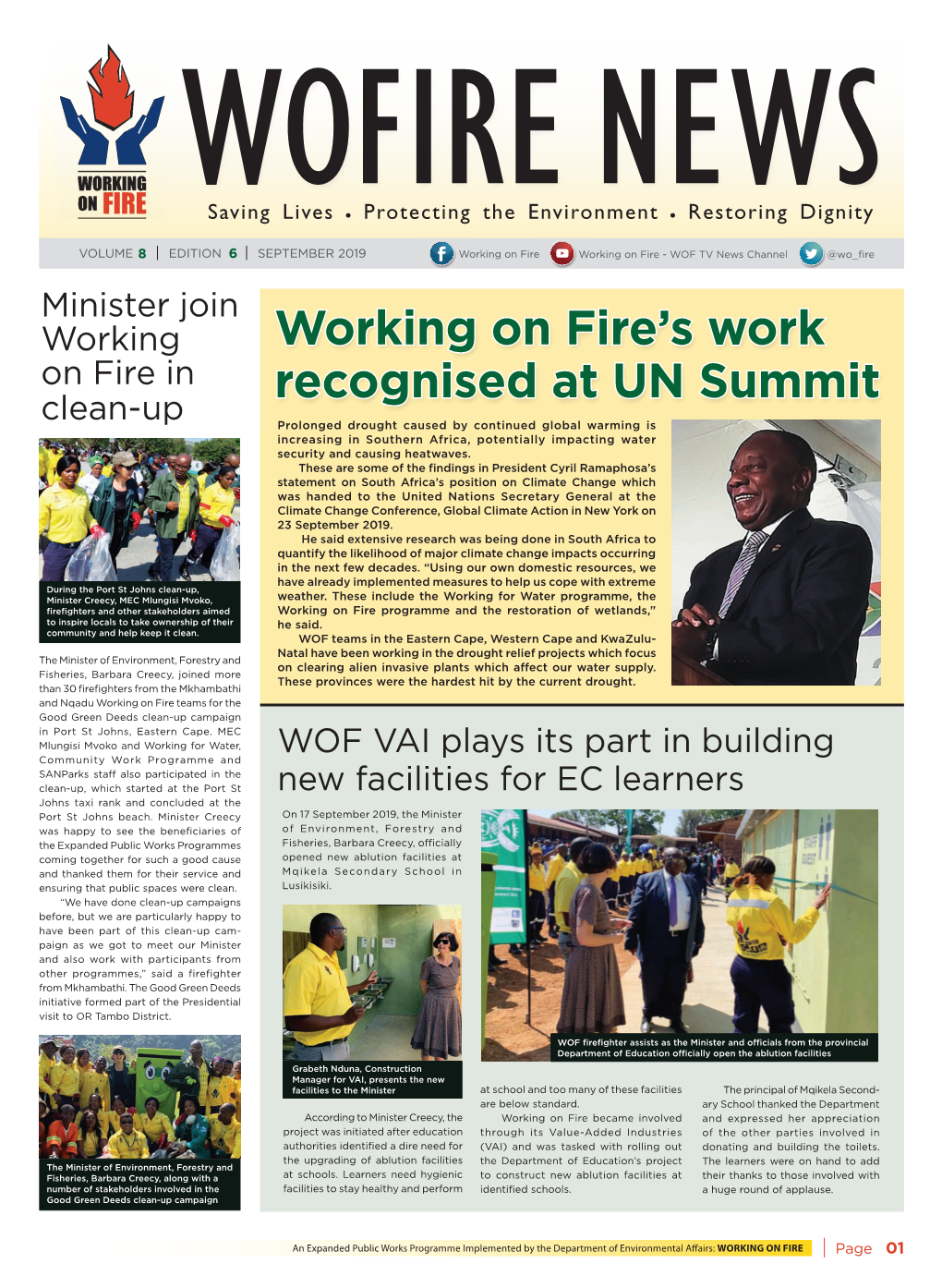 Working on Fire's Work Recognised at UN Summit