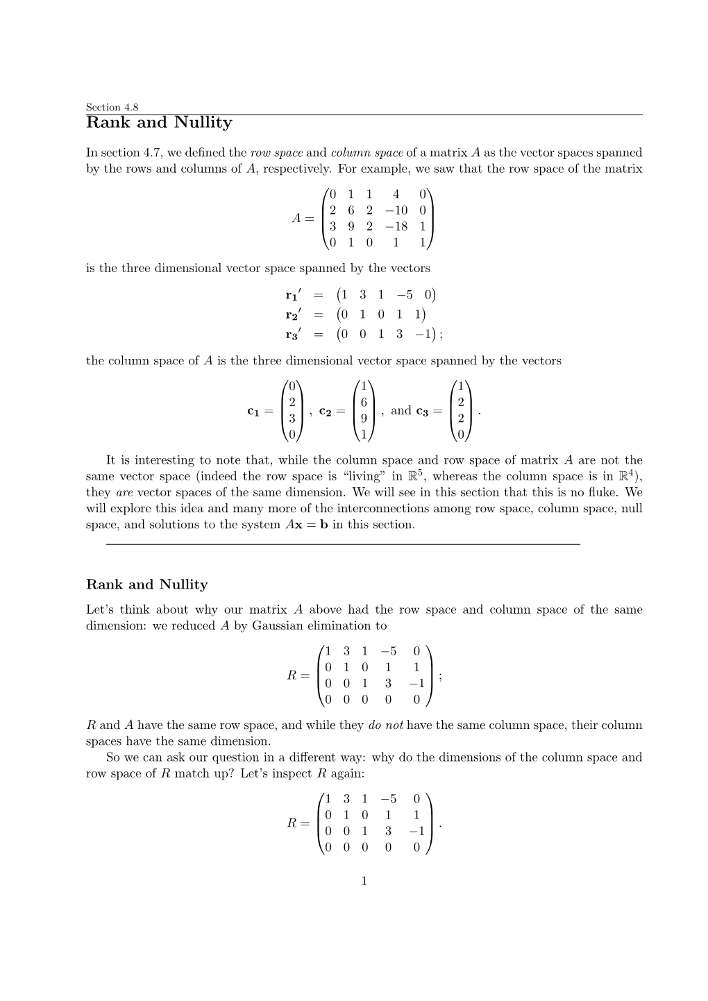 Rank and Nullity