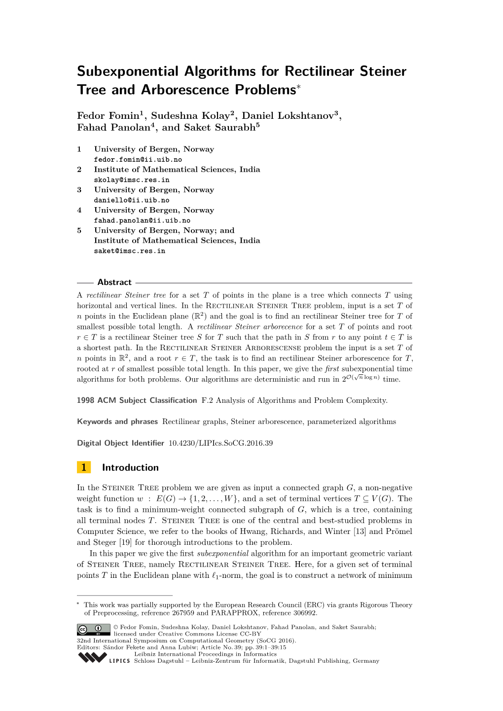 Subexponential Algorithms for Rectilinear Steiner Tree and Arborescence Problems∗