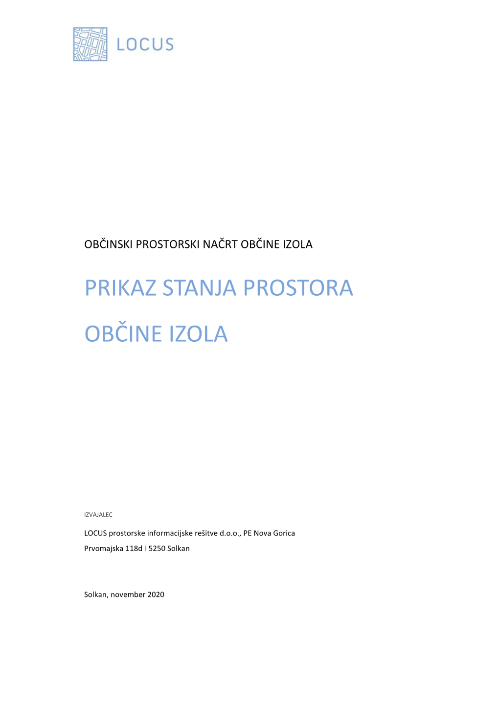 Prikaz Stanja Prostora Občine Izola