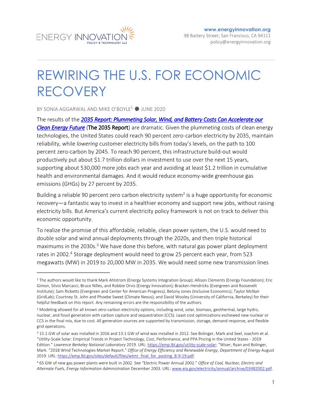 Rewiring the U.S. for Economic Recovery