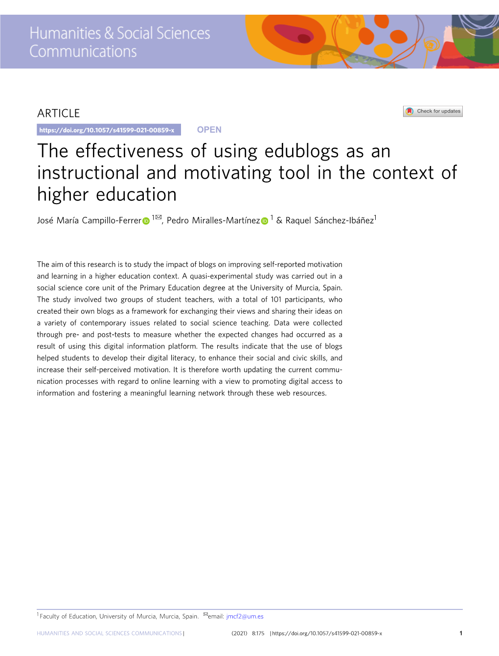 The Effectiveness of Using Edublogs As an Instructional and Motivating