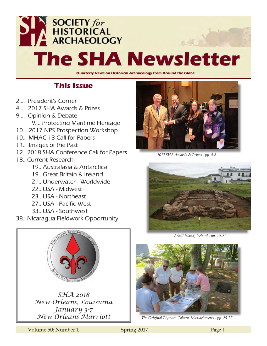 Spring 2017 Page 1 Published Quarterly President’S Corner Subscription Is Via Membership in the J