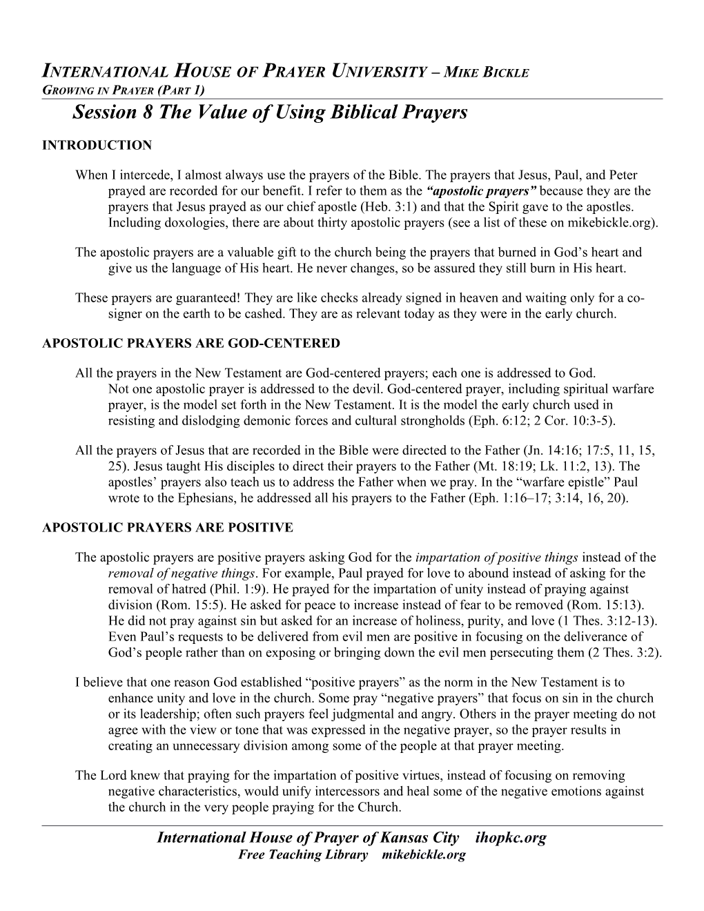 Session 8 the Value of Using Biblical Prayers Page 2